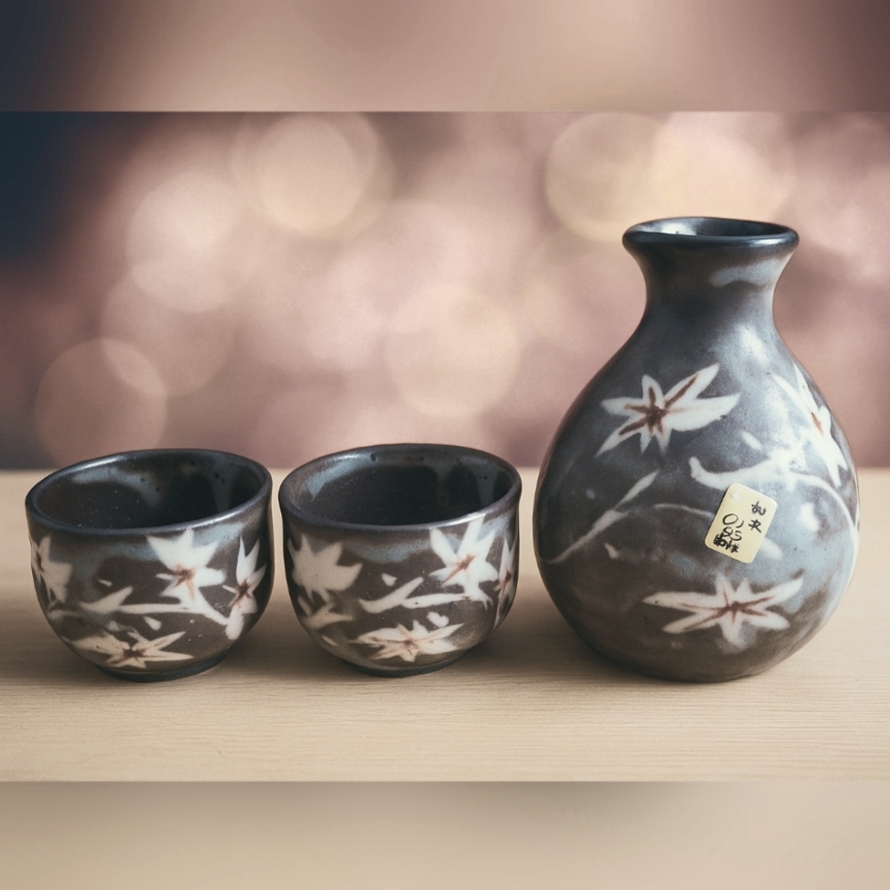 3 Handcraft Ceramic Sake set includes 1 liquor bottle and 2 sake cups